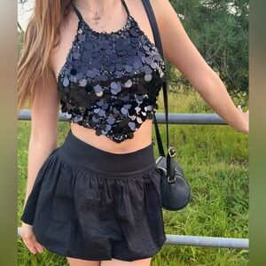 Caelia Sequin Halter Crop Top